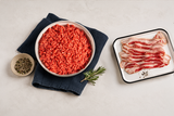 Ground Beef And Bacon In First Box